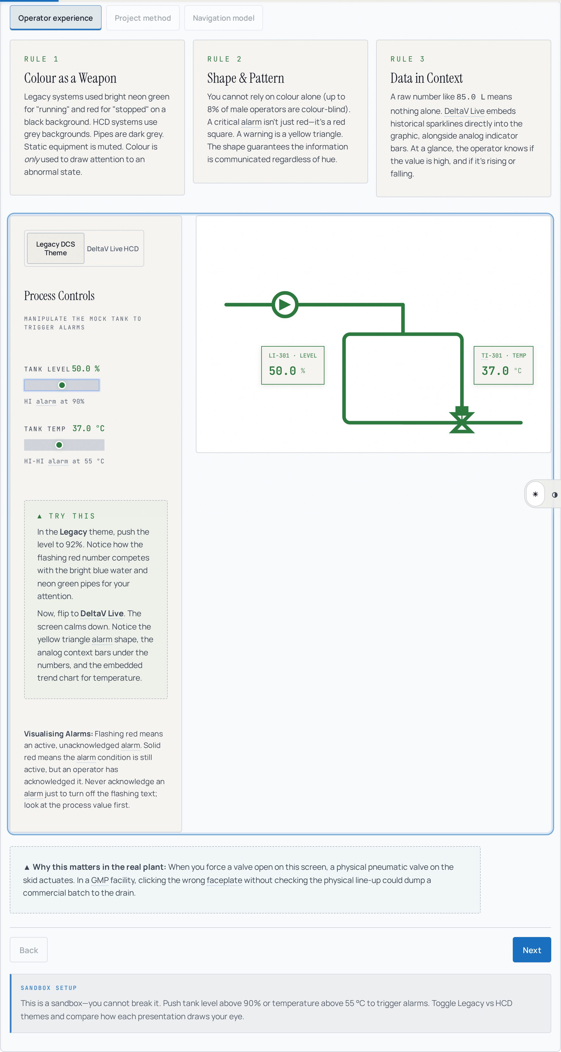 Operator HMI panel with live batch readouts — context for Validation Digital Twin capstone review scenarios